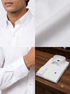 Men's plain shirt in white cotton fabric with button-down collar and folded design