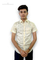 SINGH men's printed casual shirt in light color with short sleeves and subtle print pattern