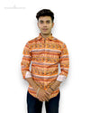 Men's printed casual shirt from Modern Marwar featuring vibrant orange patterns and a stylish fit