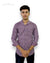 Singh men's printed casual shirt in purple with full sleeves worn by male model