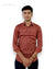 SINGH men's printed casual shirt in rust color with black floral pattern long sleeves