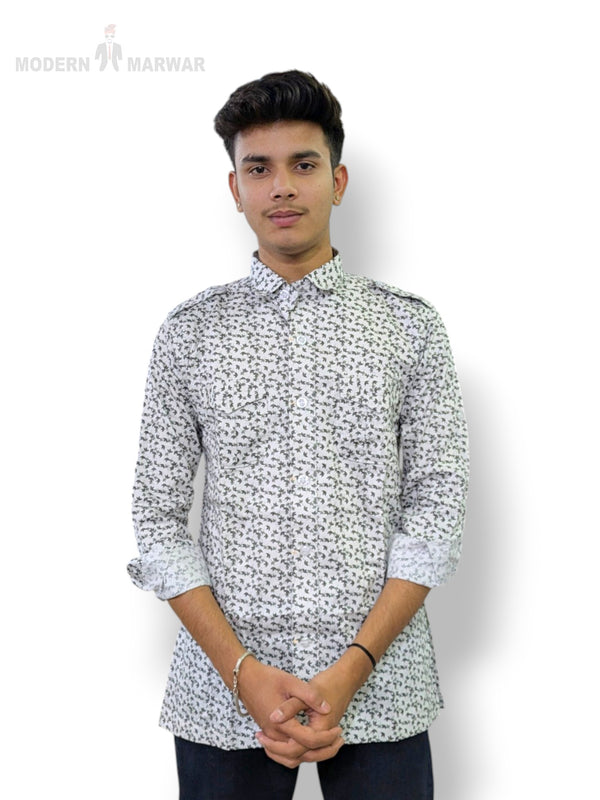 Men's printed kurta from Modern Marwar featuring a stylish design and button-down collar