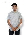 Modern Marwar men's printed shirt with short sleeves and button-down collar in light color