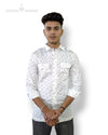 Modern Marwar men's printed white shirt with stylish patterns and classic button-up design
