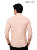 M mens sanganery shirts in peach striped fabric view from the back