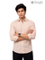 M Shirt in light beige striped fabric, front view; mens sanganery shirts by SINGH