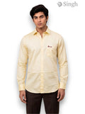 Men's shirts in yellow cotton fabric, front view by SINGH