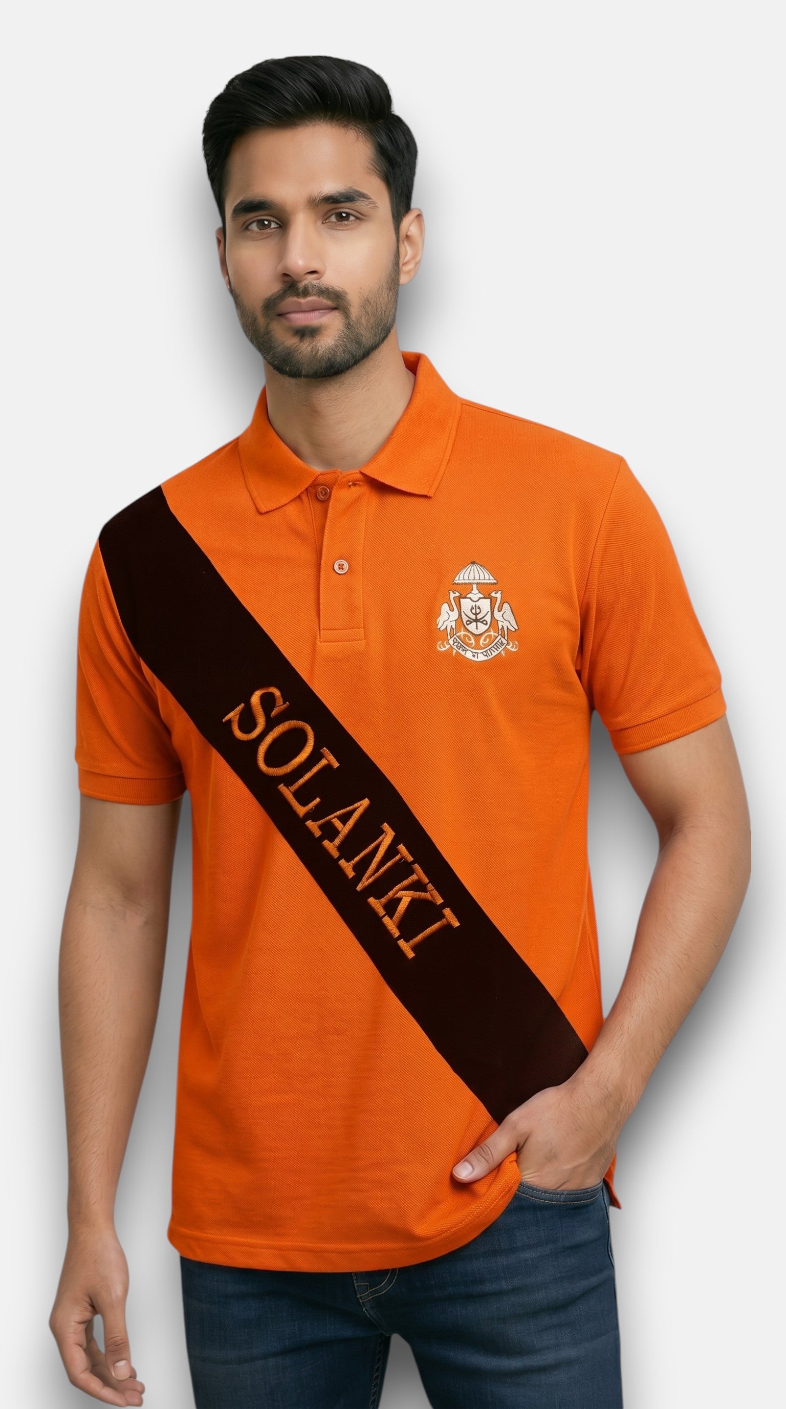 Men's Solanki Lobo T-Shirts in bright orange cotton with a stylish design