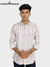SINGH men's striped formal shirt featuring light colors and vertical stripes worn by model