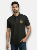 M'TSHIRTS black cotton polo front view mens tshirts sodha lobo