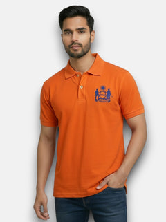 M'TSHIRTS in orange cotton fabric with front design featuring mewar logo tshirts