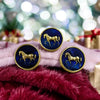 Modern Marwar Gold-Plated Horse Design Button Set on Blue Velvet Background