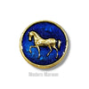 Modern Marwar Blue Enamel Horse Motif Brooch with Gold Detailing for Elegant Accessories