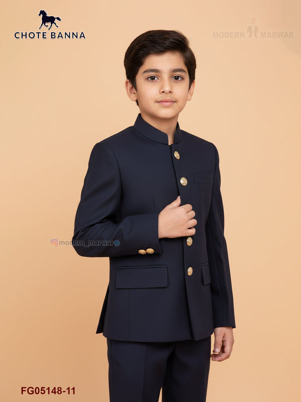 Stylish kids Jodhpuri suit in navy blue by CHOTTE BANNA, perfect for festive occasions