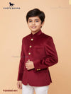 Burgundy kids jodhpuri suit from CHOTTE BANNA featuring a stylish design with gold buttons