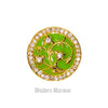 Elegant green luxury clothing button wholesale with intricate gold detailing and sparkling gems