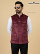 Maroon Velvet Waistcoat for Men by Modern Marwar