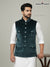 Elegant maroon velvet waistcoat for men with a stylish collar and multiple pockets