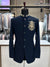 Modern Marwar men's coat Embroidered Logo in navy blue with intricate embroidery detailing