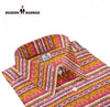 Modern Marwar men's printed shirt featuring vibrant patterns in pink and orange tones