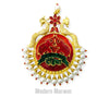 Elegant premium men's jewelry sarpech featuring intricate red and gold design with pearls and detailed craftsmanship