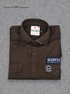 Rajputana men's shirt by Modern Marwar in brown with embroidered patch and button-up design