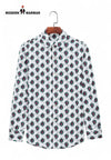 Modern Marwar Sanganeri printed shirts featuring elegant peacock designs on a white background