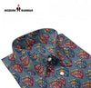 Sanganeri shirts for men by Modern Marwar featuring a unique floral pattern on a blue background