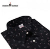 Modern Marwar black printed men's shirt with floral pattern and buttoned collar