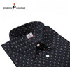 Singh men's printed casual shirt in dark fabric with subtle patterned design and white buttons