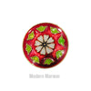 Colorful decorative button with traditional button design featuring floral patterns and vibrant colors