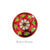 Colorful decorative button with traditional button design featuring floral patterns and vibrant colors