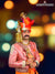 Modern Marwar Wedding Groom Sherwani in Pink with Decorative Embroidery and Traditional Accessories
