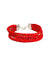 Modern Marwar red braided hand bracelet with silver clasp, perfect for weddings and celebrations.