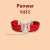 Panwar logo moli bracelet in red with traditional design and decorative silver detailing