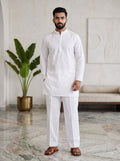 Men's white cotton PAYJAMA-115-1-38 in a standing pose, stylish and comfortable