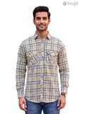M Hunting Shirt in yellow plaid flannel, front view, POPCORN 2P-26-5044-6-XL
