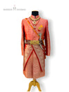 Premium groom sherwani in coral with intricate patterns and traditional embellishments for weddings