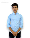 Premium men's formal shirt in light blue with a tailored fit and button-down collar