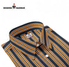 Modern Marwar premium men's striped shirts in yellow and navy with unique pattern and button-down collar