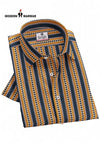Modern Marwar premium men's striped shirts in navy and mustard with stylish patterns