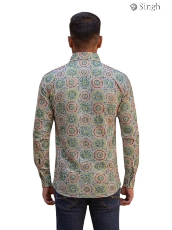 M Hunting Shirt in multi-color pattern with lightweight fabric, back view by SINGH