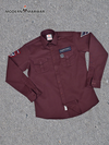 Rajputana men's shirt in maroon with patch details and button-down design from Modern Marwar