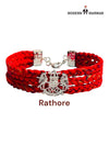 Default red braided bracelet featuring the Rathore logo moli bracelet with intricate detailing