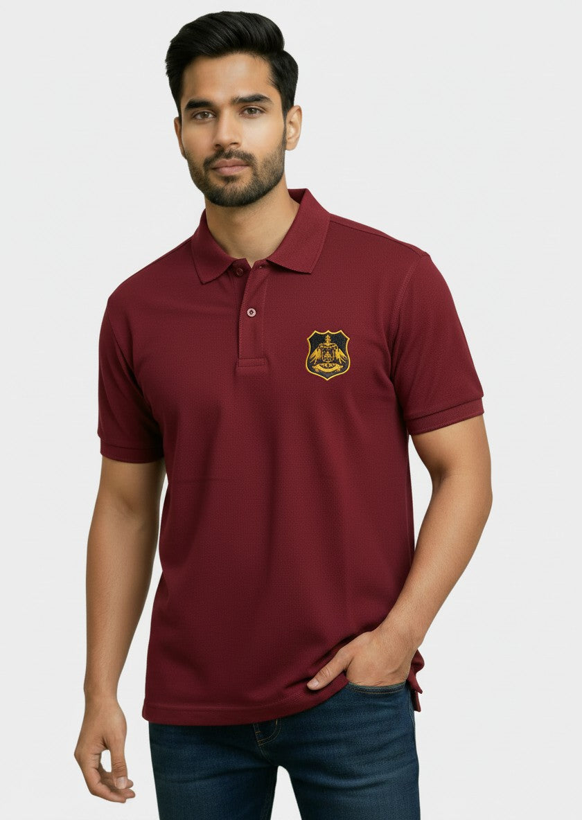 M'TSHIRTS in maroon cotton, front view with Rathore logo, casual style for everyday wear