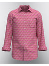 Sanganeri men's shirt in vibrant pink with intricate traditional patterns and long sleeves