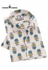 Sanganeri print men's shirt by Modern Marwar featuring floral patterns and a crisp collar design
