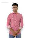 Sanganeri print men's shirt in pink with a stylish pattern, perfect for casual or formal wear