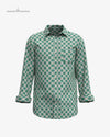 Modern Marwar Sanganeri print shirt in green with intricate floral patterns for a stylish look