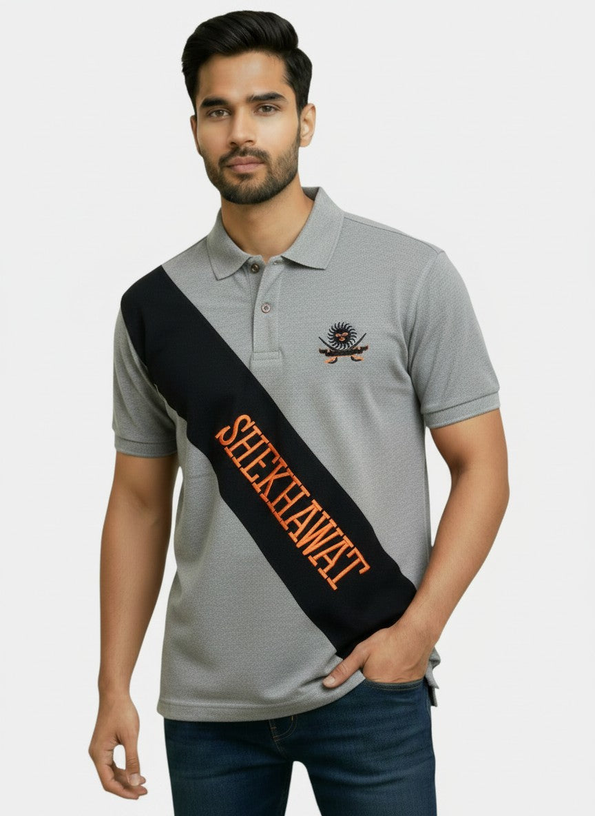 Men's grey M'TSHIRTS in breathable fabric, showcasing shekhawat lobo tshirts design from Singh